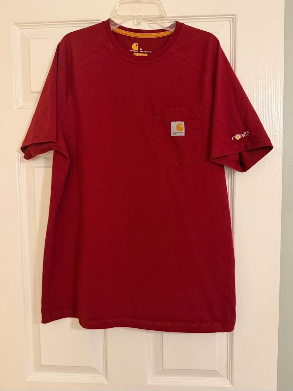 Carhartt Force Men's Short Sleeve Pocket Tee in Burgundy Red
